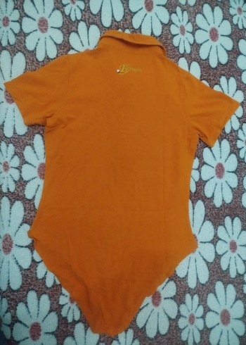 Turuncu Kısa Kollu Polo Yaka Kadın Body.. - Görsel 4