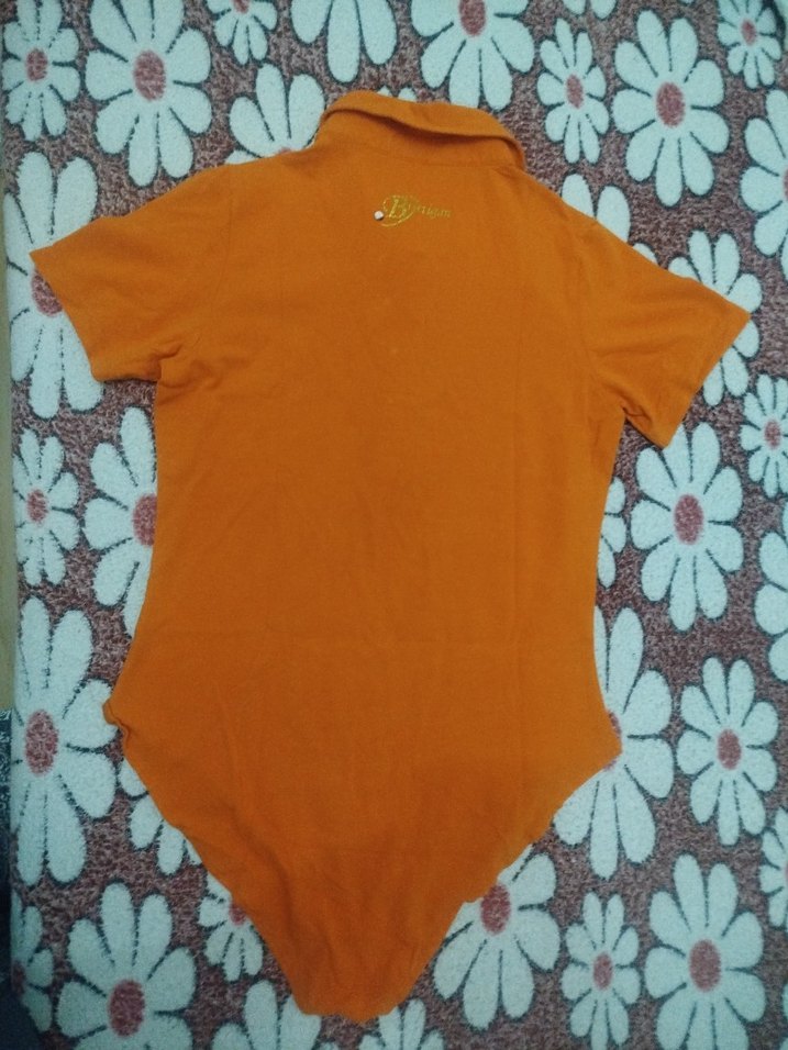 Turuncu Kısa Kollu Polo Yaka Kadın Body.. - Görsel 4