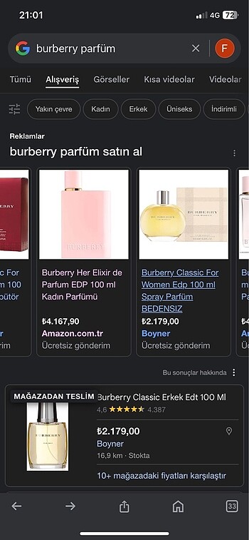 Burberry Burbery orijinal parfüm