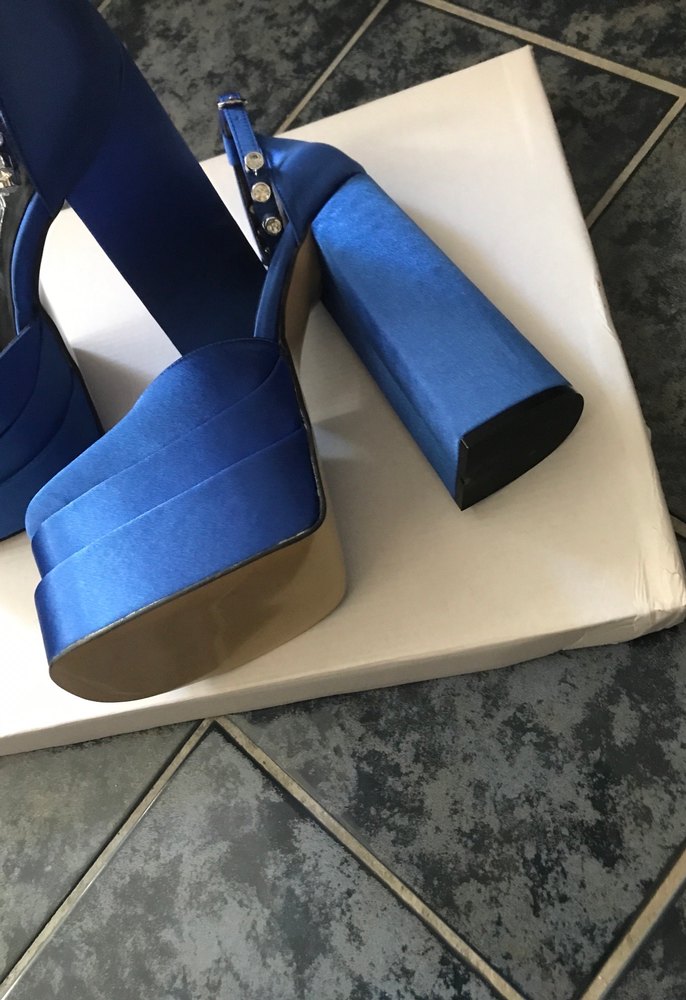 Mavi Parlak Platform Topuklu Kadın Ayakkabı - Görsel 2