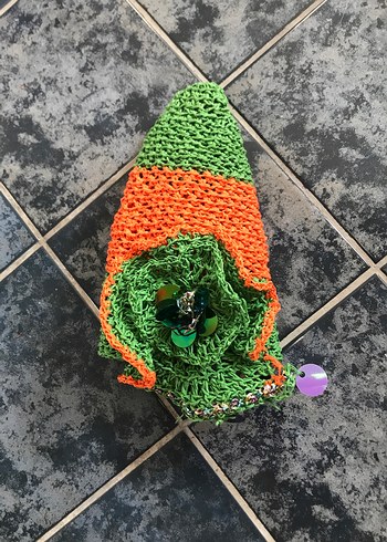 Renkli Örgü Kadın rafya şapka - Görsel 4