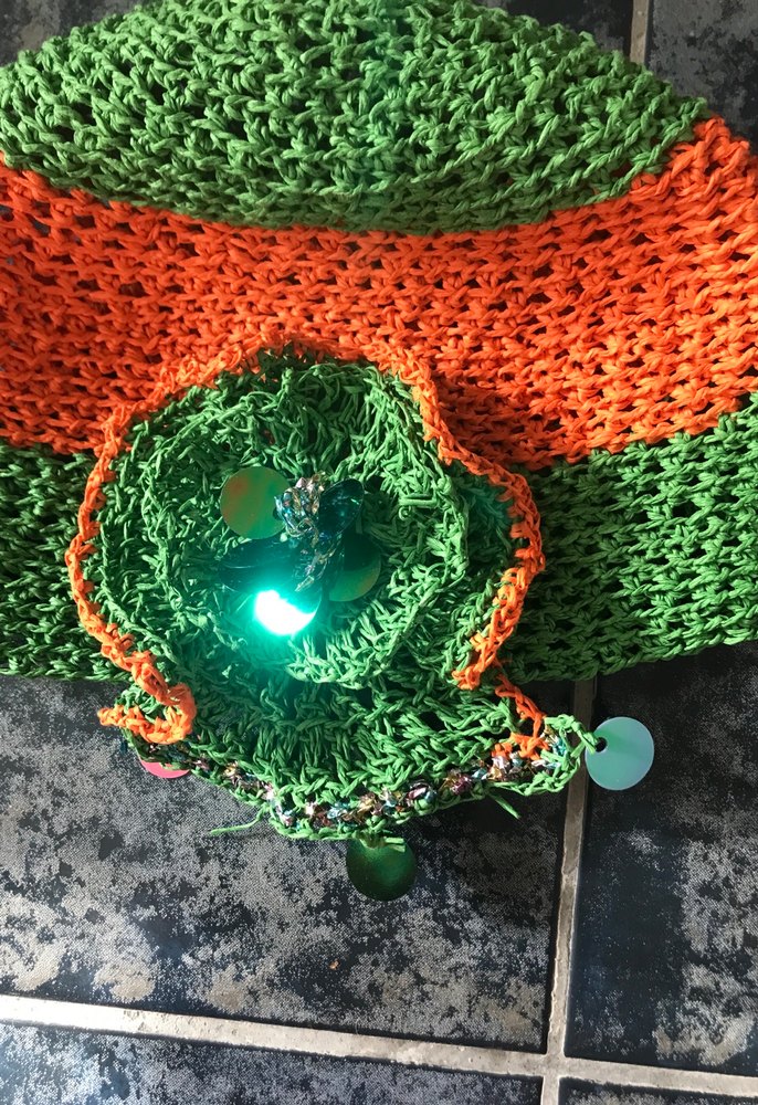 Renkli Örgü Kadın rafya şapka - Görsel 2