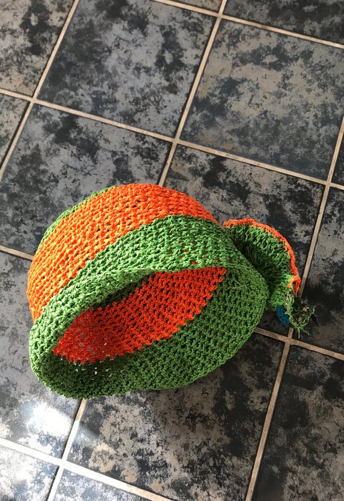 Renkli Örgü Kadın rafya şapka - Görsel 3