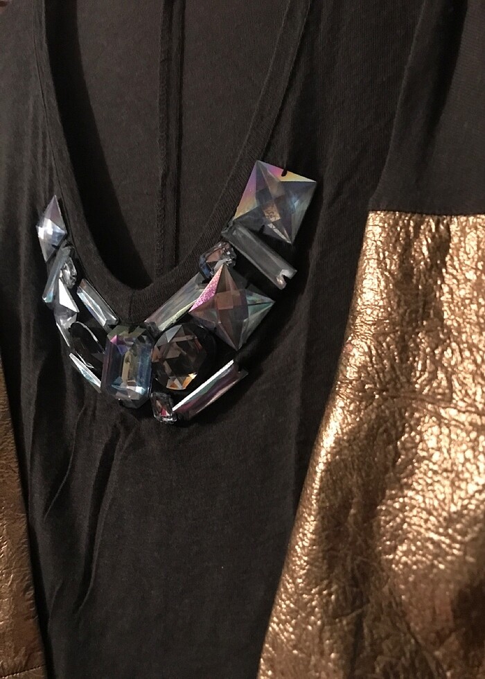 S-M uygun suni deri kollu tunik - Görsel 2