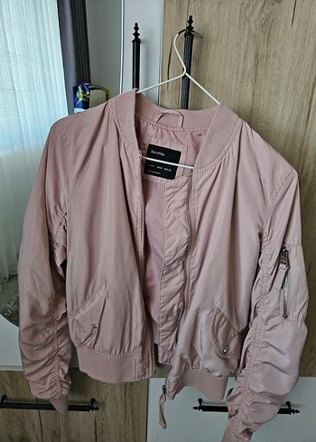 Pudra Renk Kadın Bomber Ceket