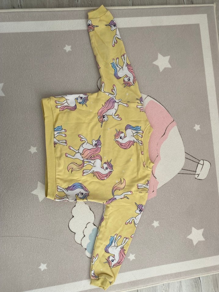Kız Çocuk Unicorn Baskılı Sarı Sweatshirt - Görsel 3