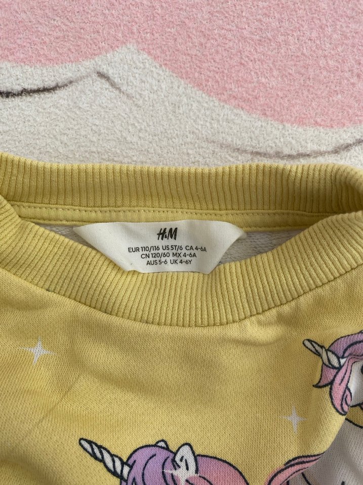 Kız Çocuk Unicorn Baskılı Sarı Sweatshirt - Görsel 4