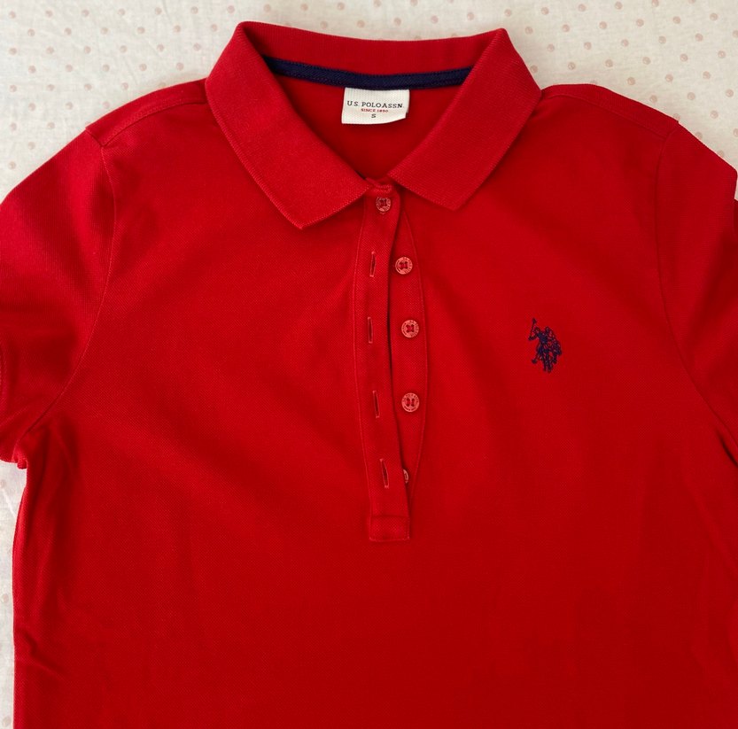 U.S. Polo Assn. Kadın Polo Yaka Kırmızı Tişört - Görsel 3