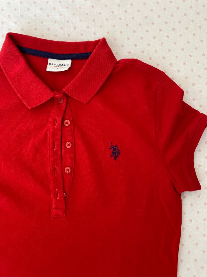 U.S. Polo Assn. Kadın Polo Yaka Kırmızı Tişört - Görsel 5