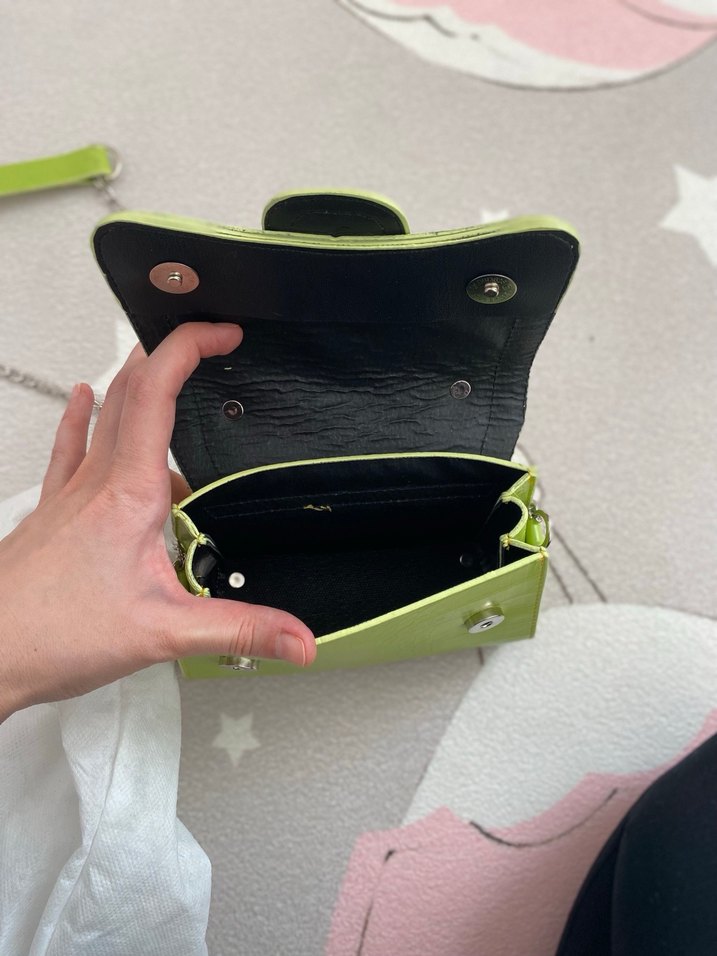 Yeşil Yılan Desenli Kadın Çanta - Görsel 5