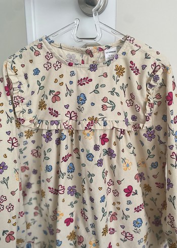 Çiçek Desenli Uzun Kollu Kız Elbisesi - Görsel 2