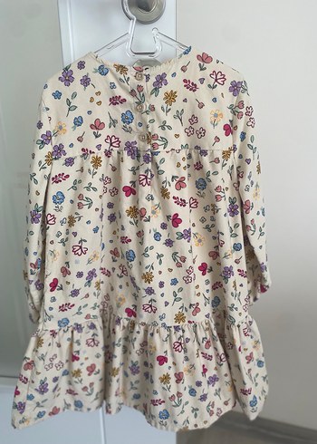 Çiçek Desenli Uzun Kollu Kız Elbisesi - Görsel 4