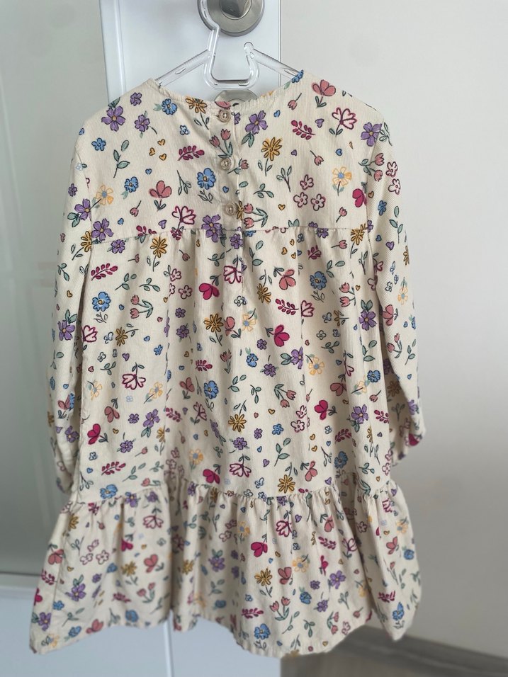 Çiçek Desenli Uzun Kollu Kız Elbisesi - Görsel 4