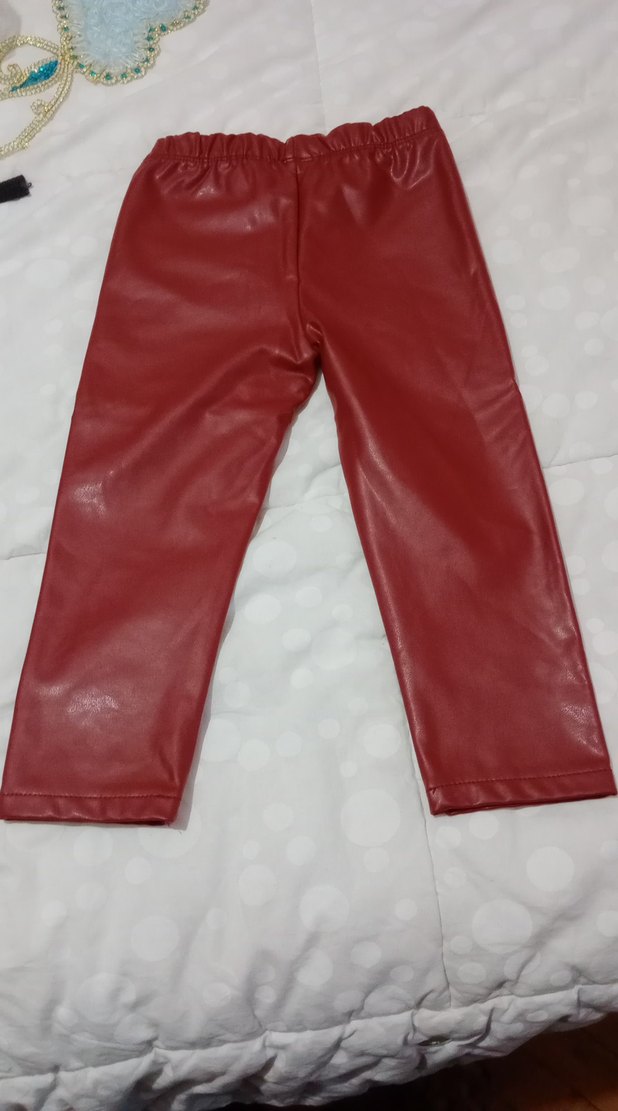 Kız Çocuk Kırmızı Parlak Deri Tayt - Görsel 2