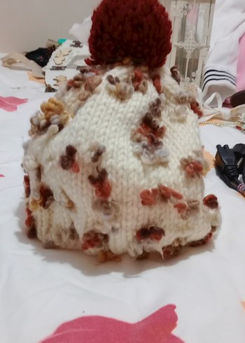 Renkli Detaylı Bohem Kadın Örgü Bere - Görsel 2