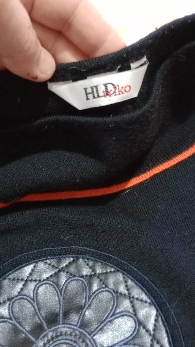 Siyah Baskılı Örgü Kadın Kazak - Görsel 5