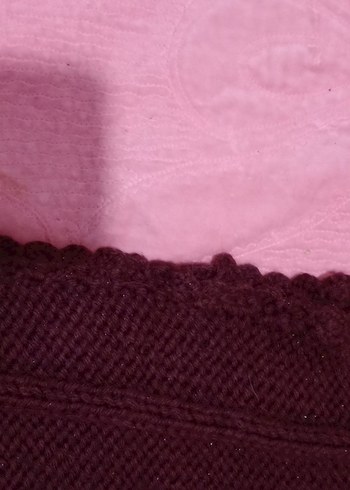 Bordo Örgü Kolsuz Mini Kadın Süveter - Görsel 5