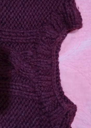 Bordo Örgü Kolsuz Mini Kadın Süveter - Görsel 3