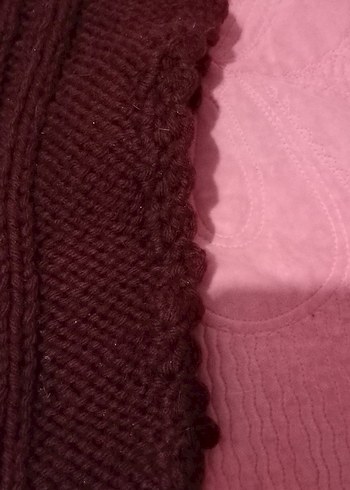 Bordo Örgü Kolsuz Mini Kadın Süveter - Görsel 4