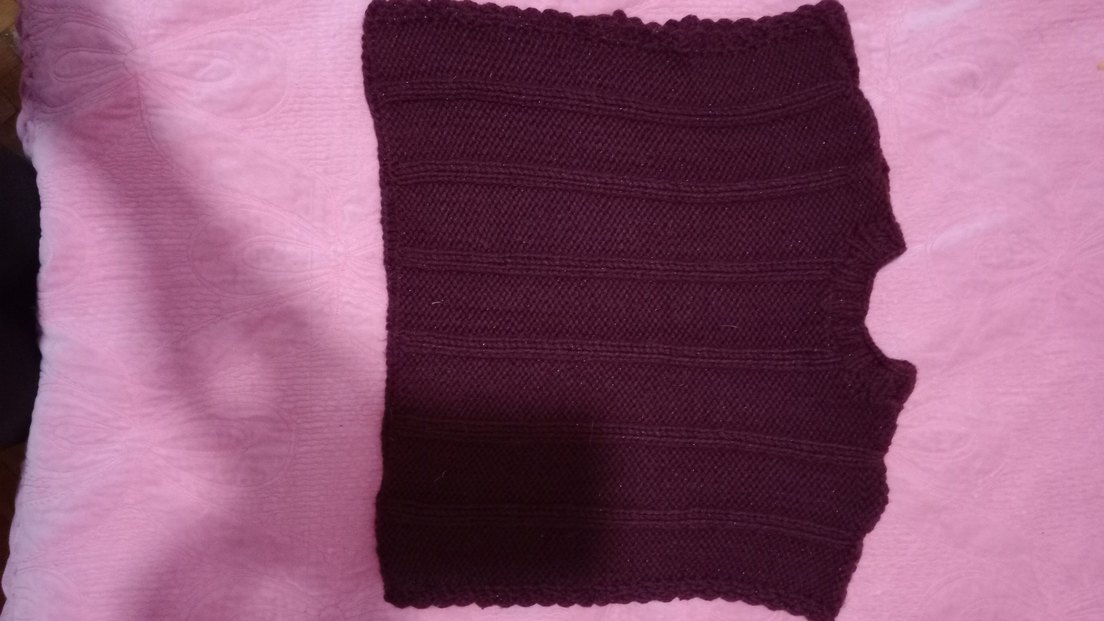 Bordo Örgü Kolsuz Mini Kadın Süveter - Görsel 2