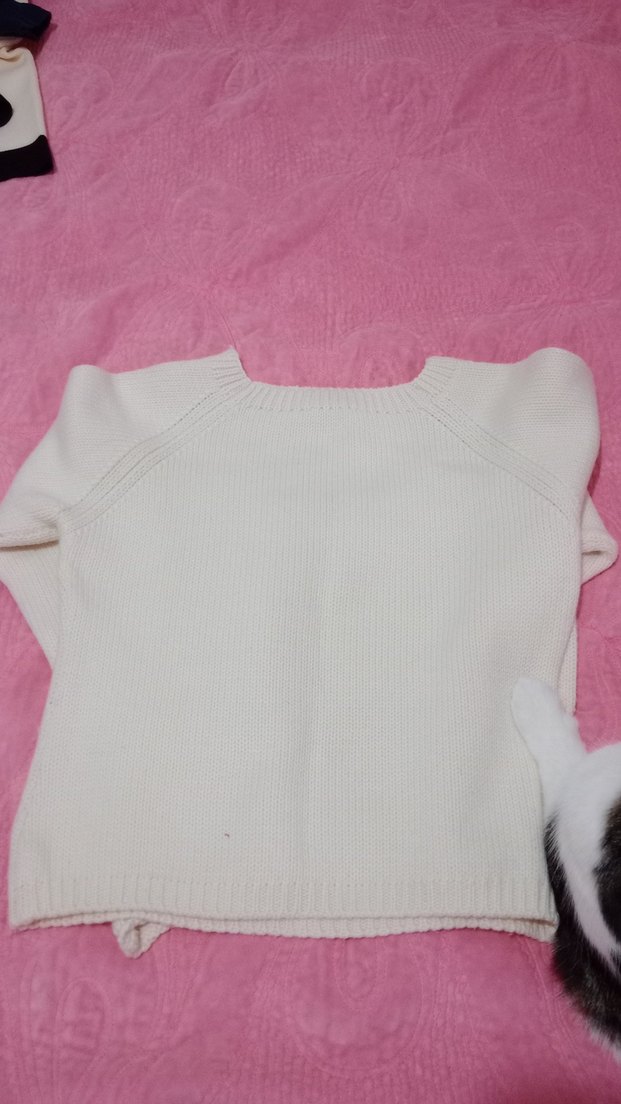 Beyaz Örgü Uzun Kollu Kadin Kazak - Görsel 2