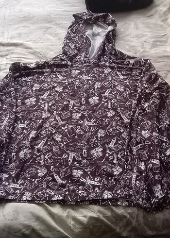 Gri Kapüşonlu Kız Panço geniş salaş m/l uygun - Görsel 2