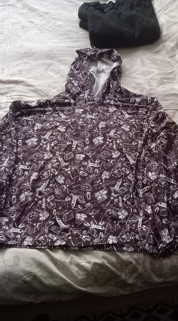 Gri Kapüşonlu Kız Panço geniş salaş m/l uygun - Görsel 2