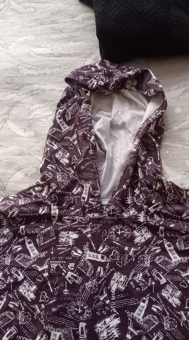 Gri Kapüşonlu Kız Panço geniş salaş m/l uygun - Görsel 3