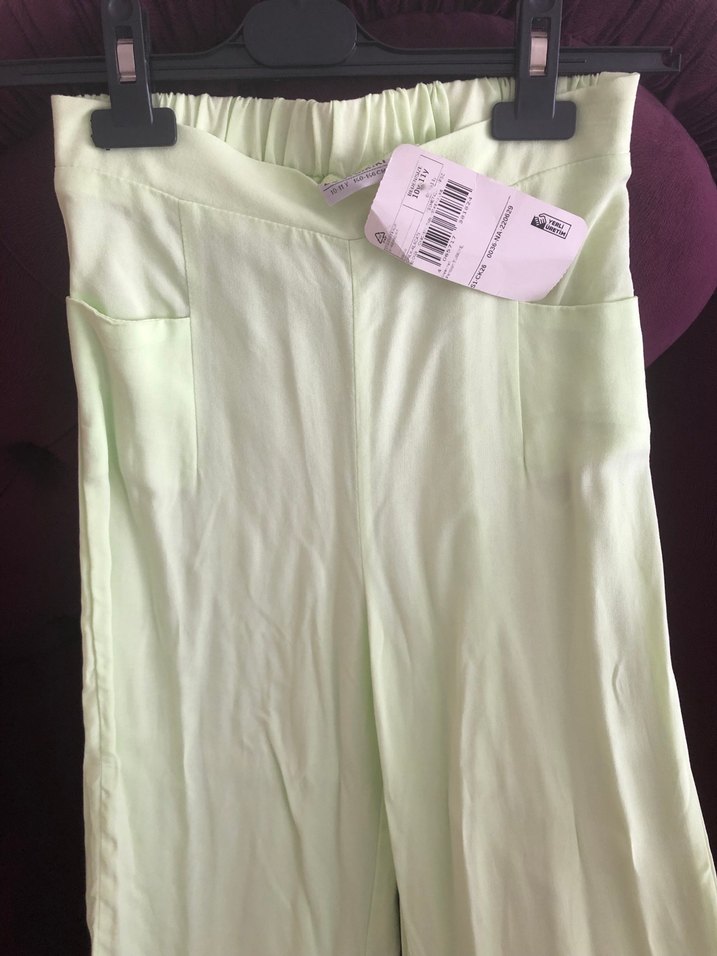 Çocuk yeşil Salaş Pastel Kumaş Pantolon - Görsel 3