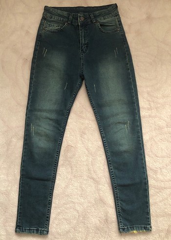29 Beden Parlak Mavi Midi Kadın Denim Pantolon