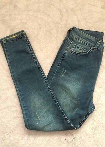 Parlak Mavi Midi Kadın Denim Pantolon