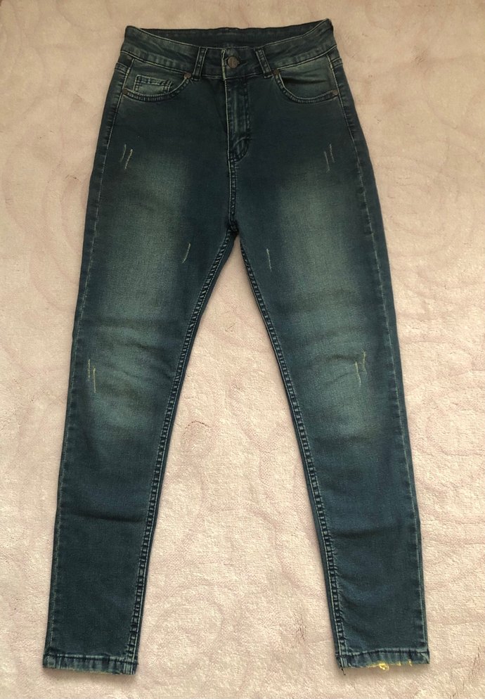 Parlak Mavi Midi Kadın Denim Pantolon - Görsel 2