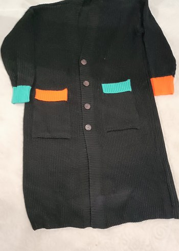 Renkli Detaylı Uzun Örgü Kadın Hırka - Görsel 3