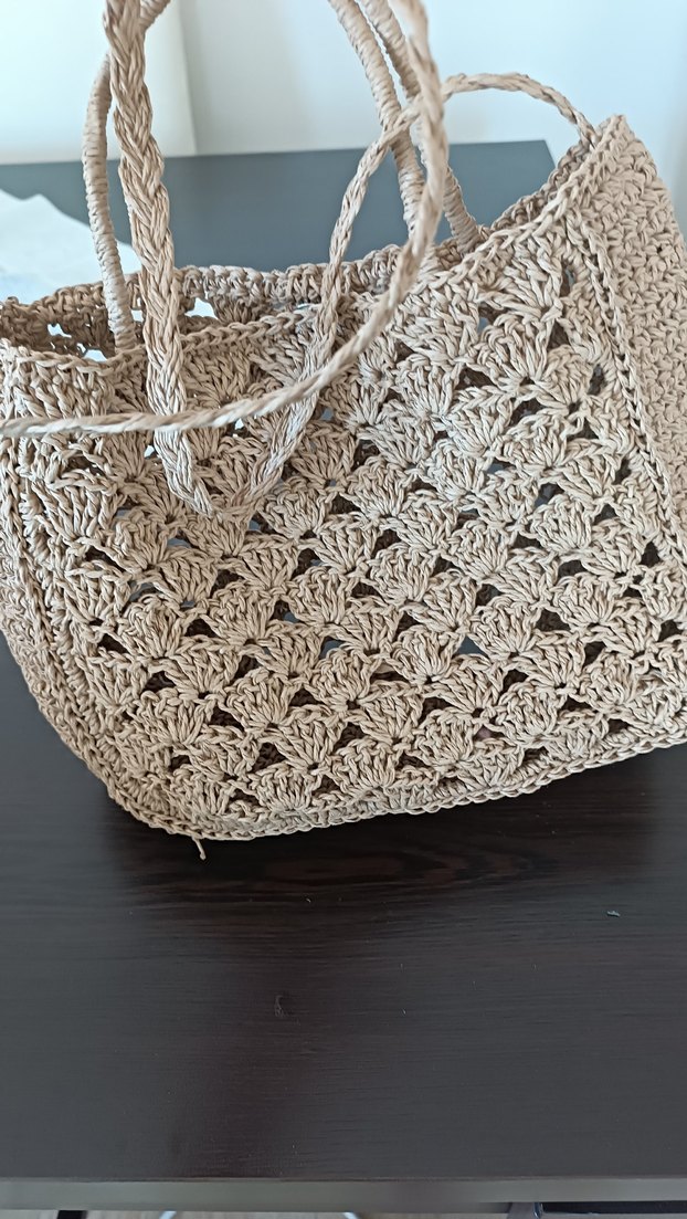 Bej Örgü Dantel Detaylı Bohem Kadın Çanta - Görsel 3