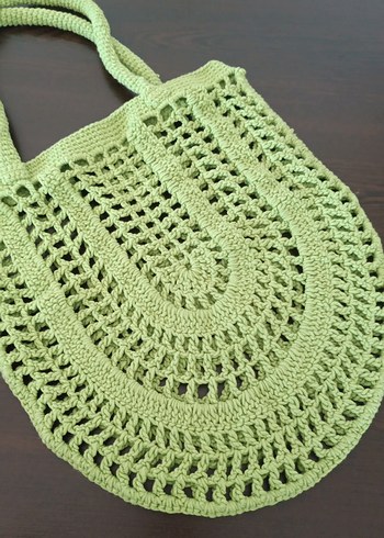 Örgü Detaylı Yeşil Bohem Kadın Çanta - Görsel 2