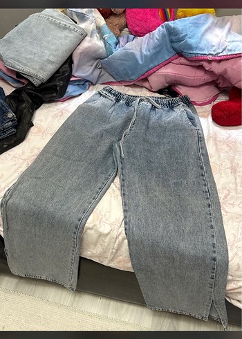 Gevşek Kesim Gri Midi Kot Pantolon