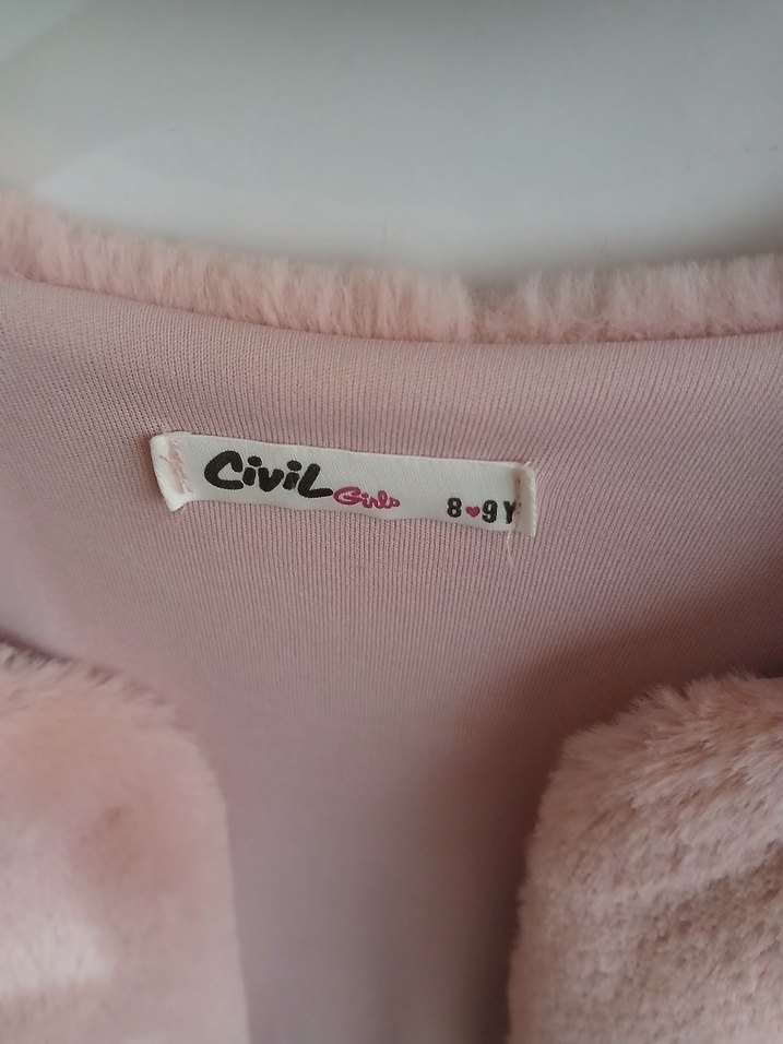 Kız Çocuk Pembe Kürk Detaylı Yelek - Görsel 2