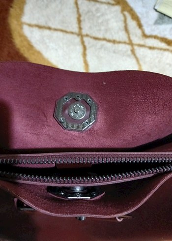 Bordo Deri Tokalı Kadın Çanta - Görsel 4