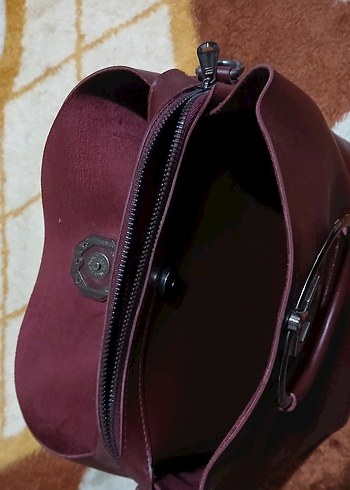 Bordo Deri Tokalı Kadın Çanta - Görsel 3