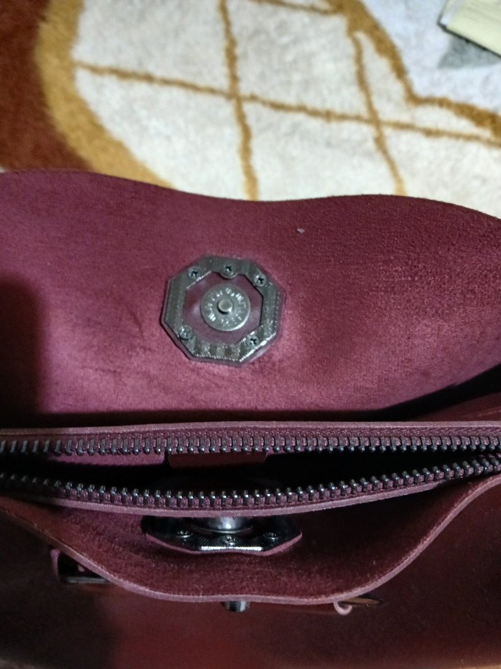 Bordo Deri Tokalı Kadın Çanta - Görsel 4