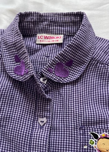 Kız Çocuk Mor Nakışlı Uzun Kollu Gömlek - Görsel 2