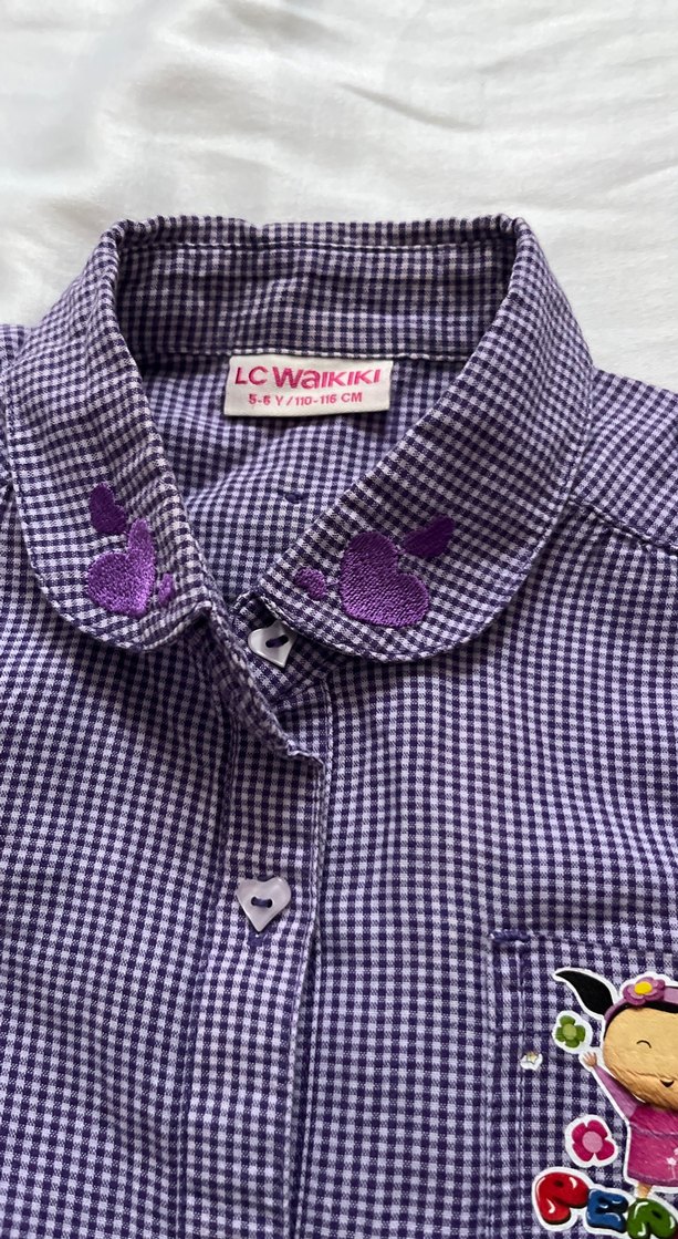 Kız Çocuk Mor Nakışlı Uzun Kollu Gömlek - Görsel 2