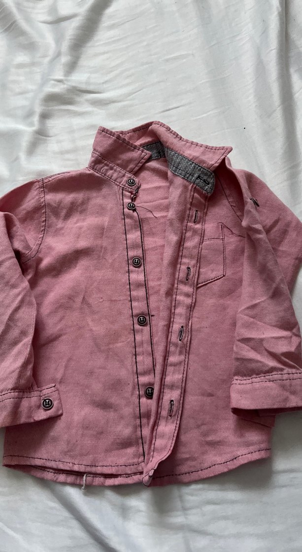 Erkek Çocuk Düğmeli Uzun Kollu Keten Gömlek - Görsel 2