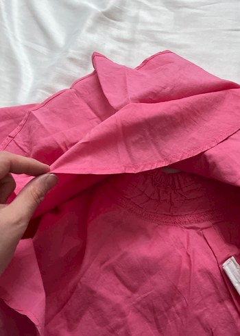 Pembe Keten Kız Çocuk Fırfırlı Etek - Görsel 2