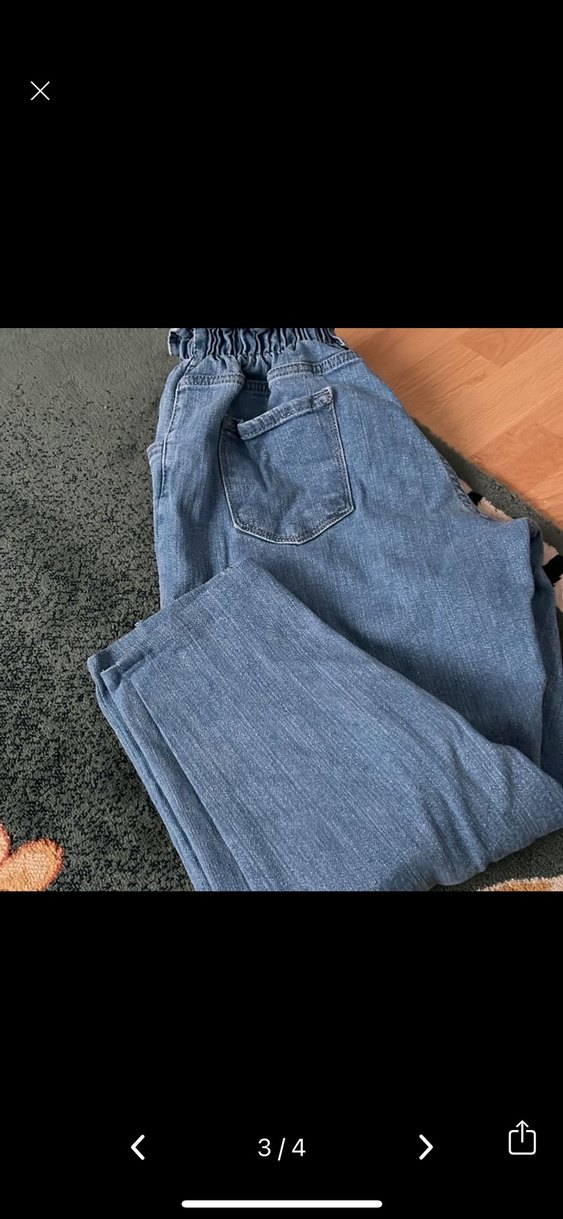Kadın Mavi Belden Kemerli Bol Kesim Denim Pantolon - Görsel 4