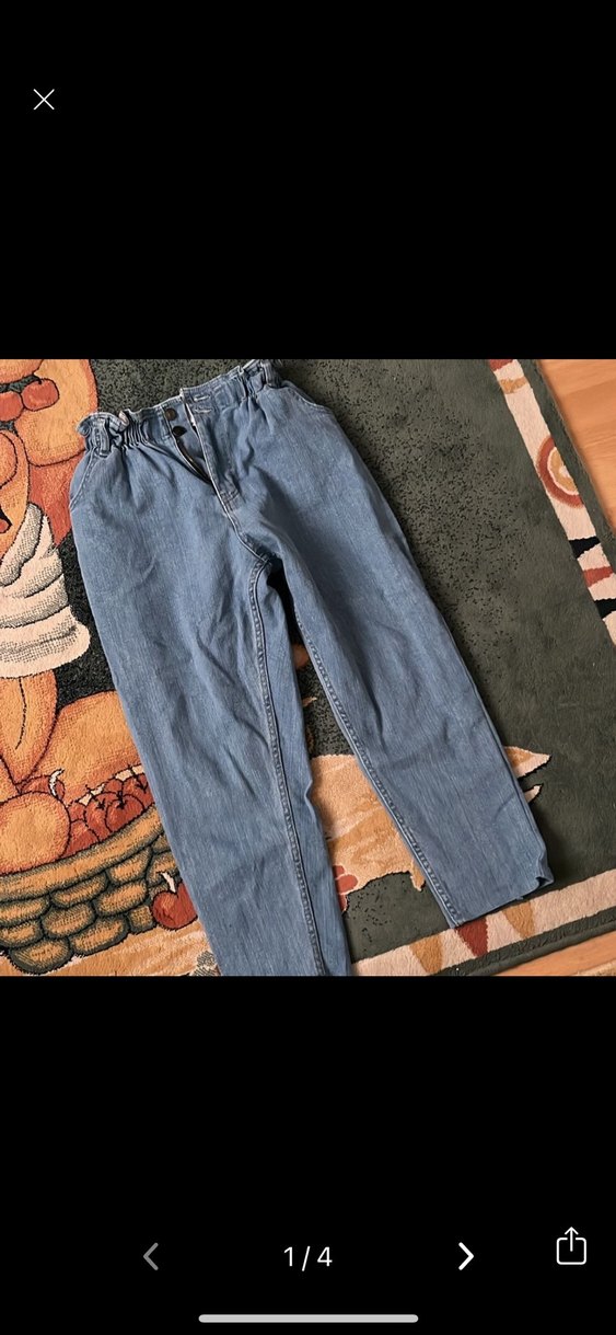 Kadın Mavi Belden Kemerli Bol Kesim Denim Pantolon - Görsel 2