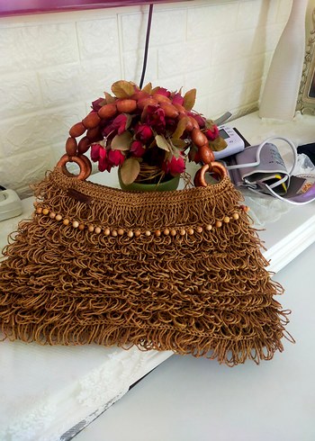 Boncuk Detaylı Bohem Örgü Kadın Çanta - Görsel 3