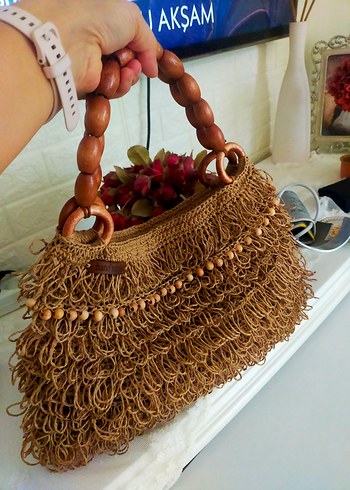 Boncuk Detaylı Bohem Örgü Kadın Çanta - Görsel 6