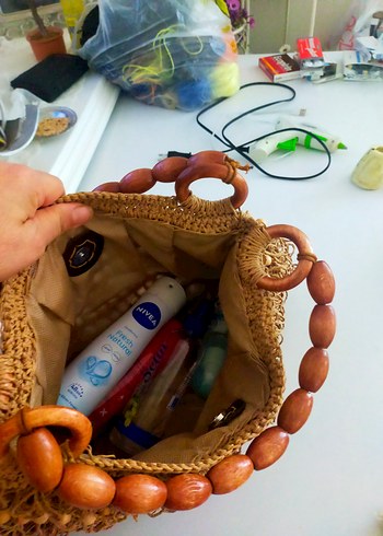 Boncuk Detaylı Bohem Örgü Kadın Çanta - Görsel 8