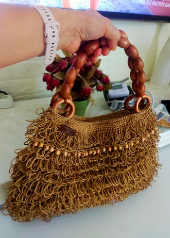 Boncuk Detaylı Bohem Örgü Kadın Çanta - Görsel 5